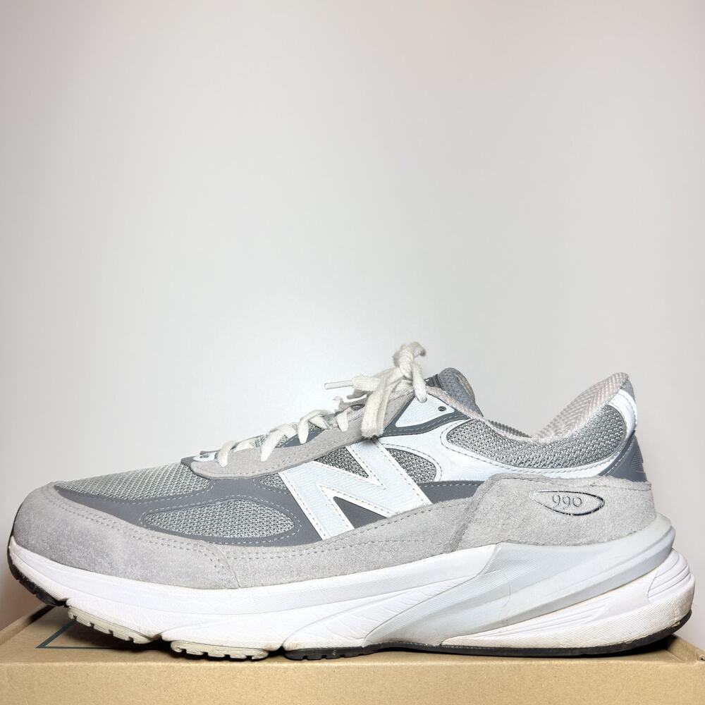 New Balance 990v6 Grey White Mens Suede Running Shoes Sneakers Size 14 Used